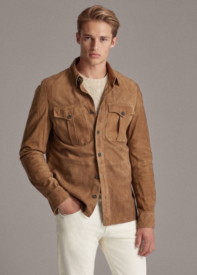 Ralph Lauren Suede Overshirt Herre Danmark (BHASU3160)